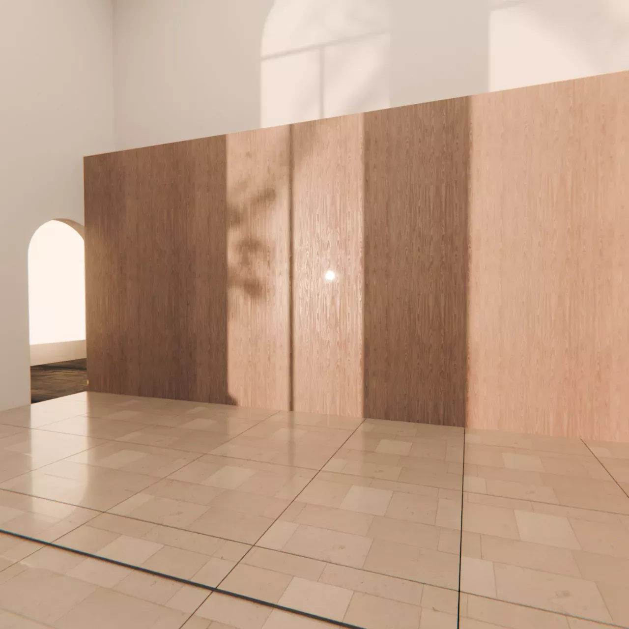 Marble floor and oak wall